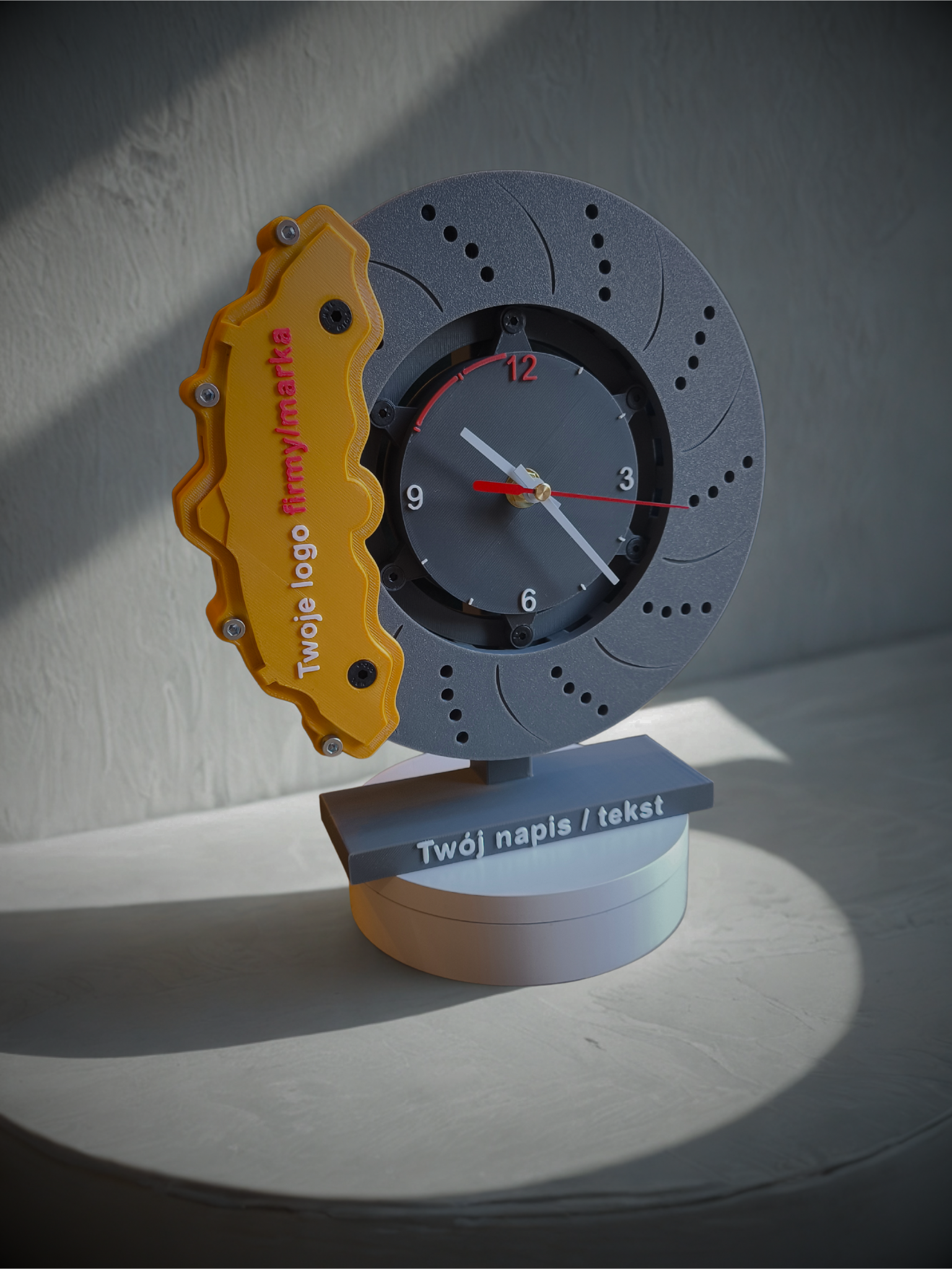 Zegar tarcza hamulcowa – personalizowane LOGO